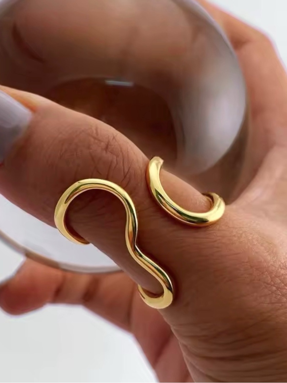 Zara Gold Tone Open Wave Ring - Women Jewelry NWOT